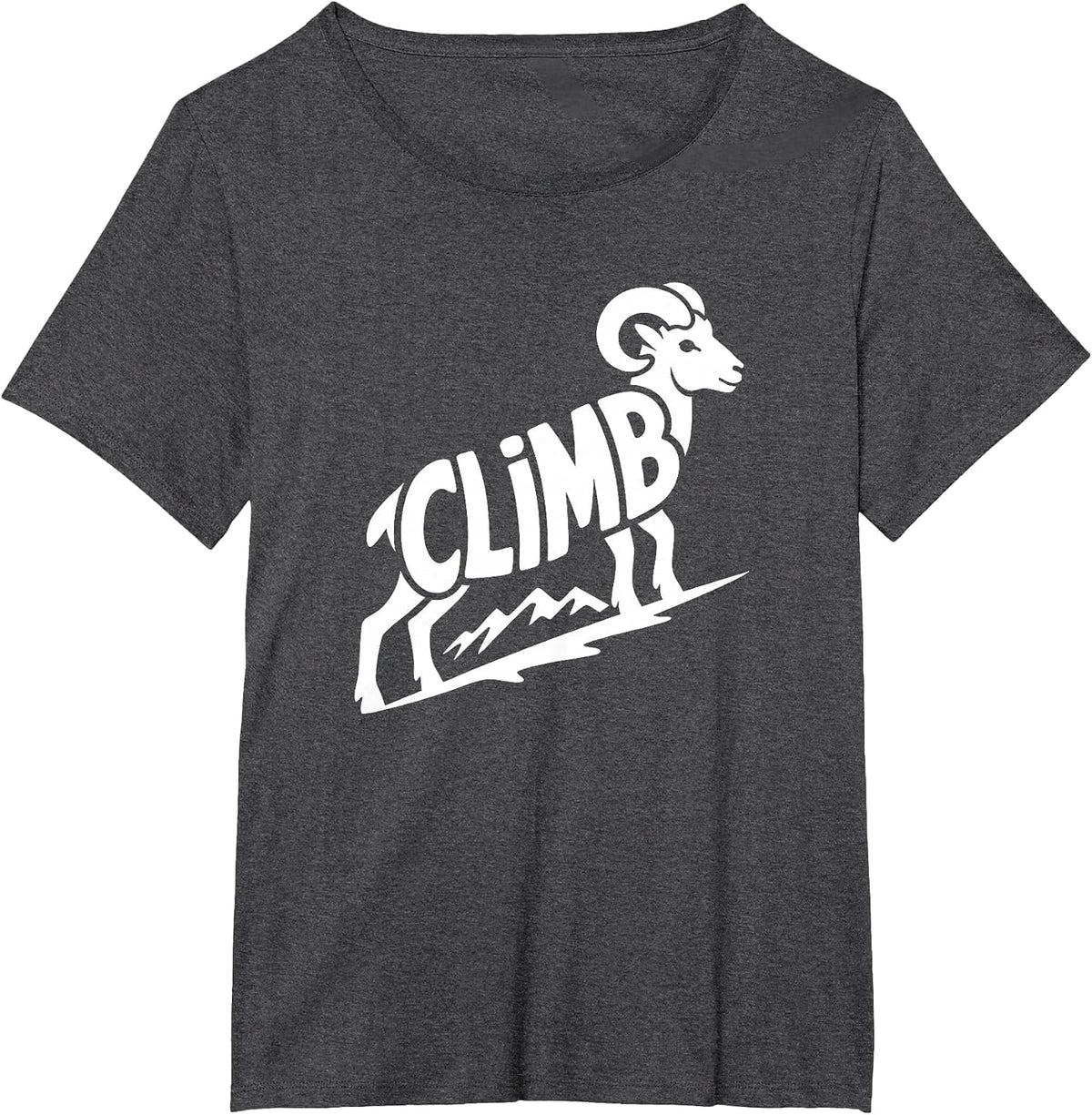 Climb - Rock Climbing & Bouldering Bighorn Ram Word Art T-Shirt - Dark Heather Grey