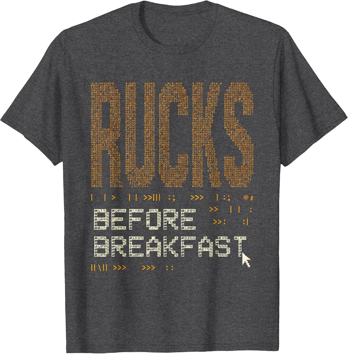 Rucks Before Breakfast Rugby Graphic Design T-Shirt - Dark Heather Grey