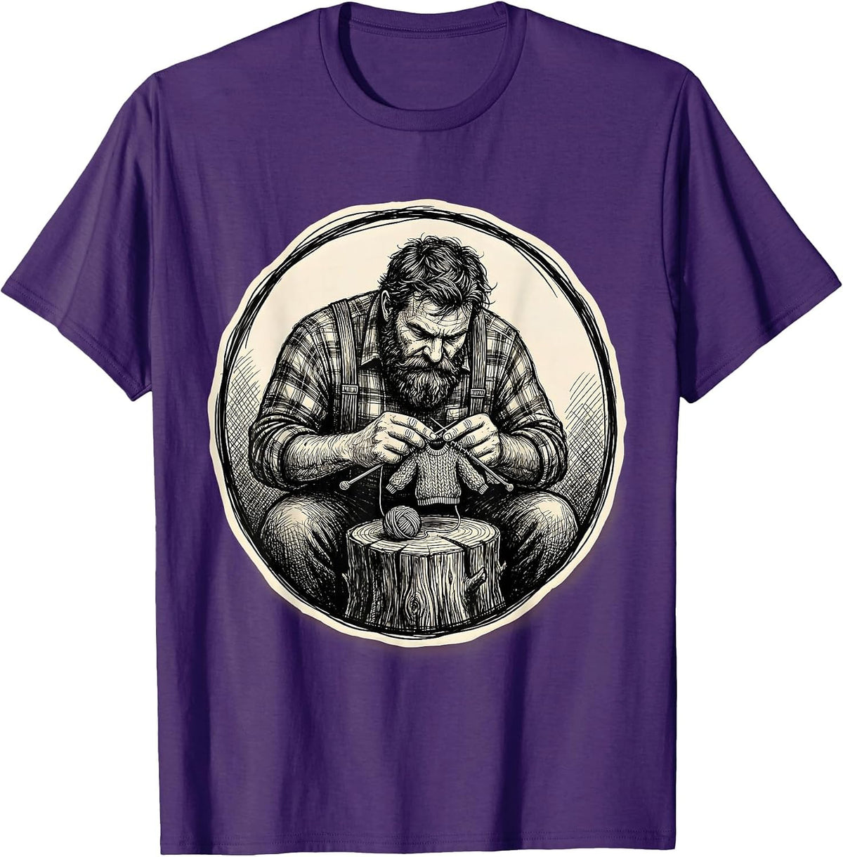 Lumberjack Knitting Funny Outdoorsy Humor Gift T-Shirt - Purple