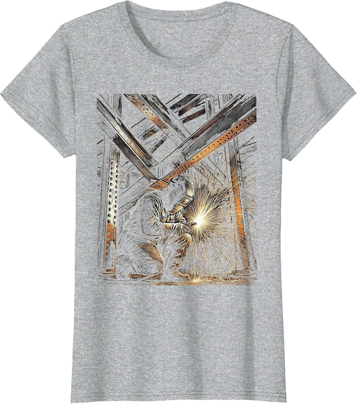 Steel Bridge Welder Graphic Tee T-Shirt - Heather Grey