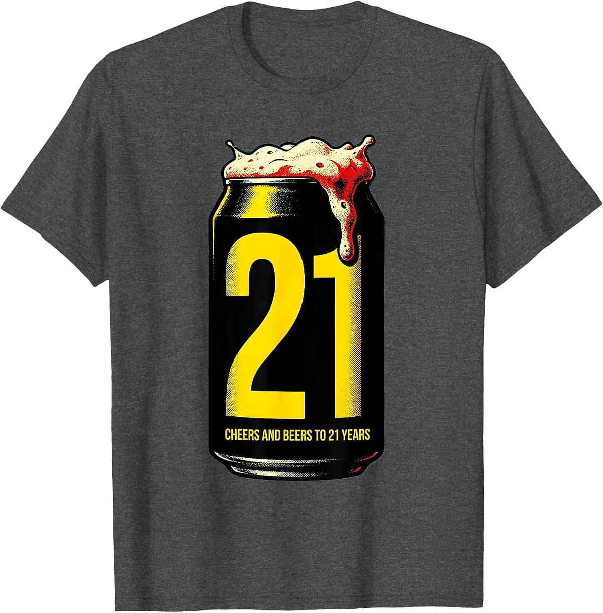 Men's Cheers And Beers To 21 Years Pop Art Birthday Party Gift T-Shirt - Dark Heather Grey