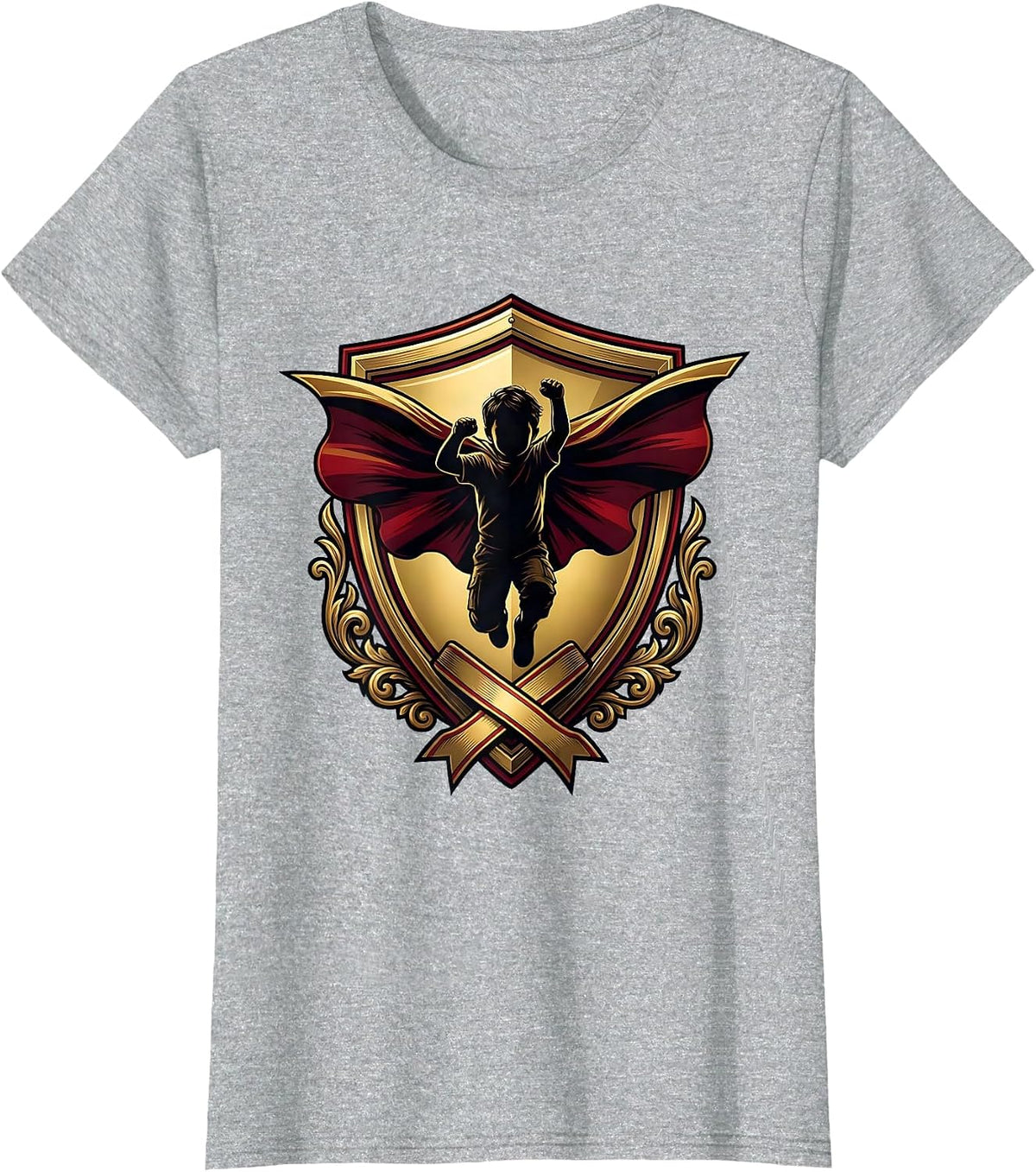 Women's Down Syndrome Awareness Superhero Child Cape T-Shirt - Heather Grey