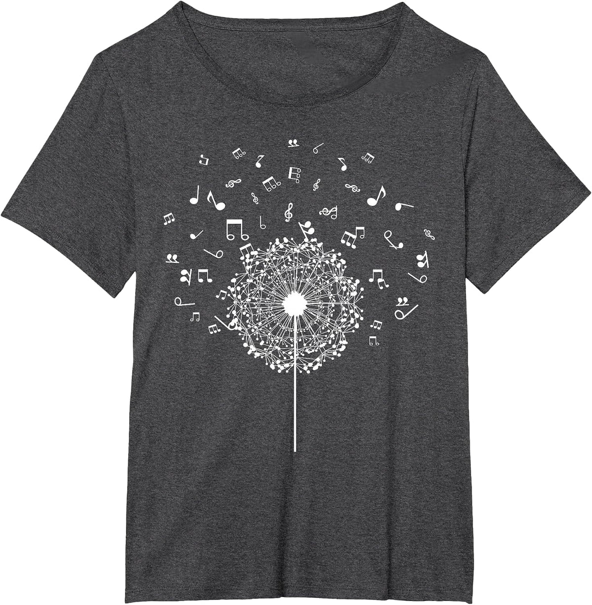 Musician Dandelion Flower Music Notes Clef Teacher T-Shirt - Dark Heather Grey