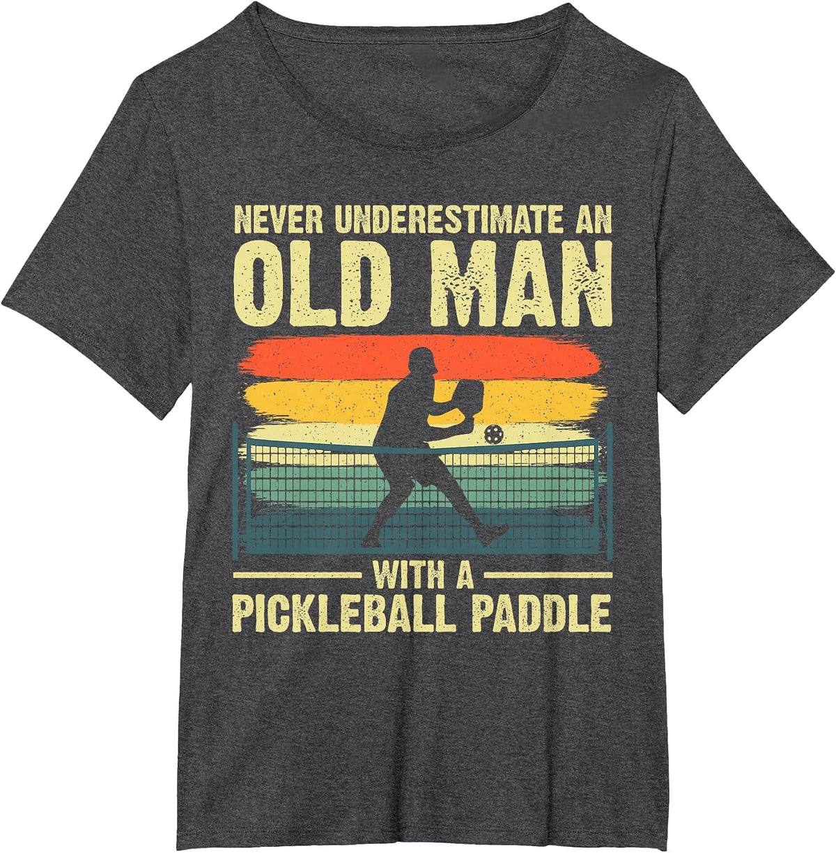 Cool Pickleball Design for Men Grandpa Pickleball Player T-Shirt - Dark Heather Grey