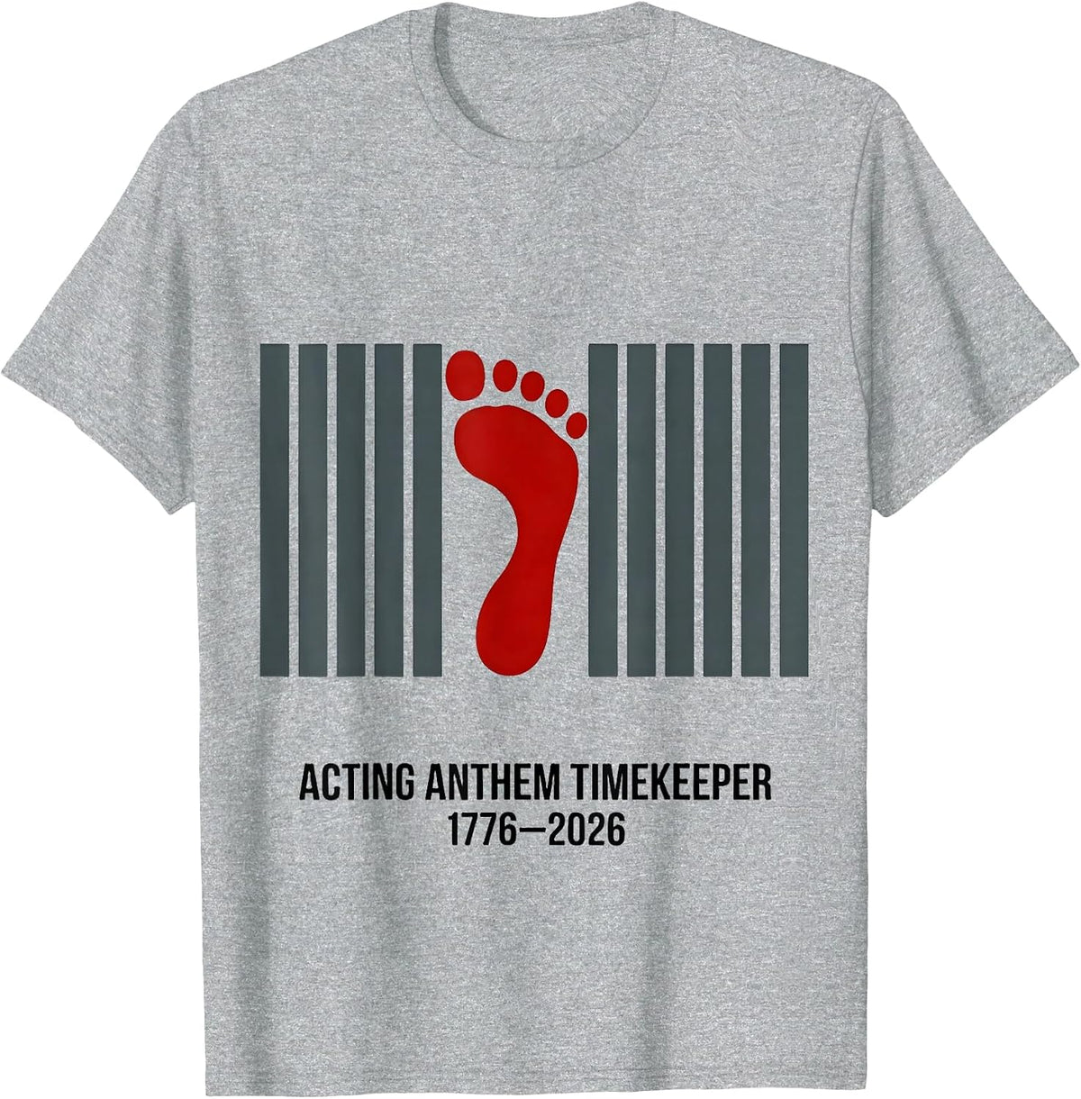 Men's Acting Anthem Timekeeper 1776–2026 Bigfoot Patriotic T-Shirt - Heather Grey