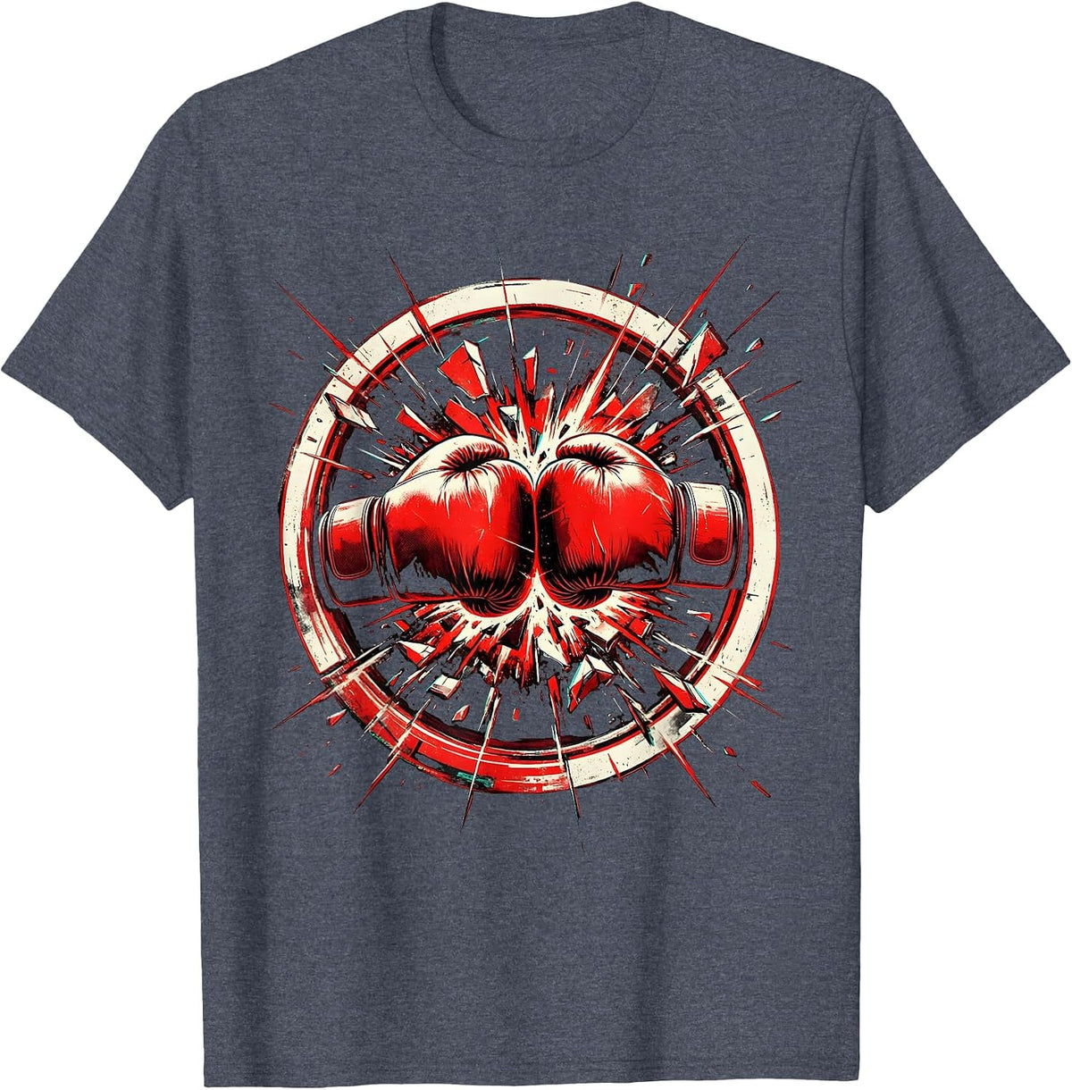 Boxing Gloves Clash Impact Graphic Tee T-Shirt - Heather Blue
