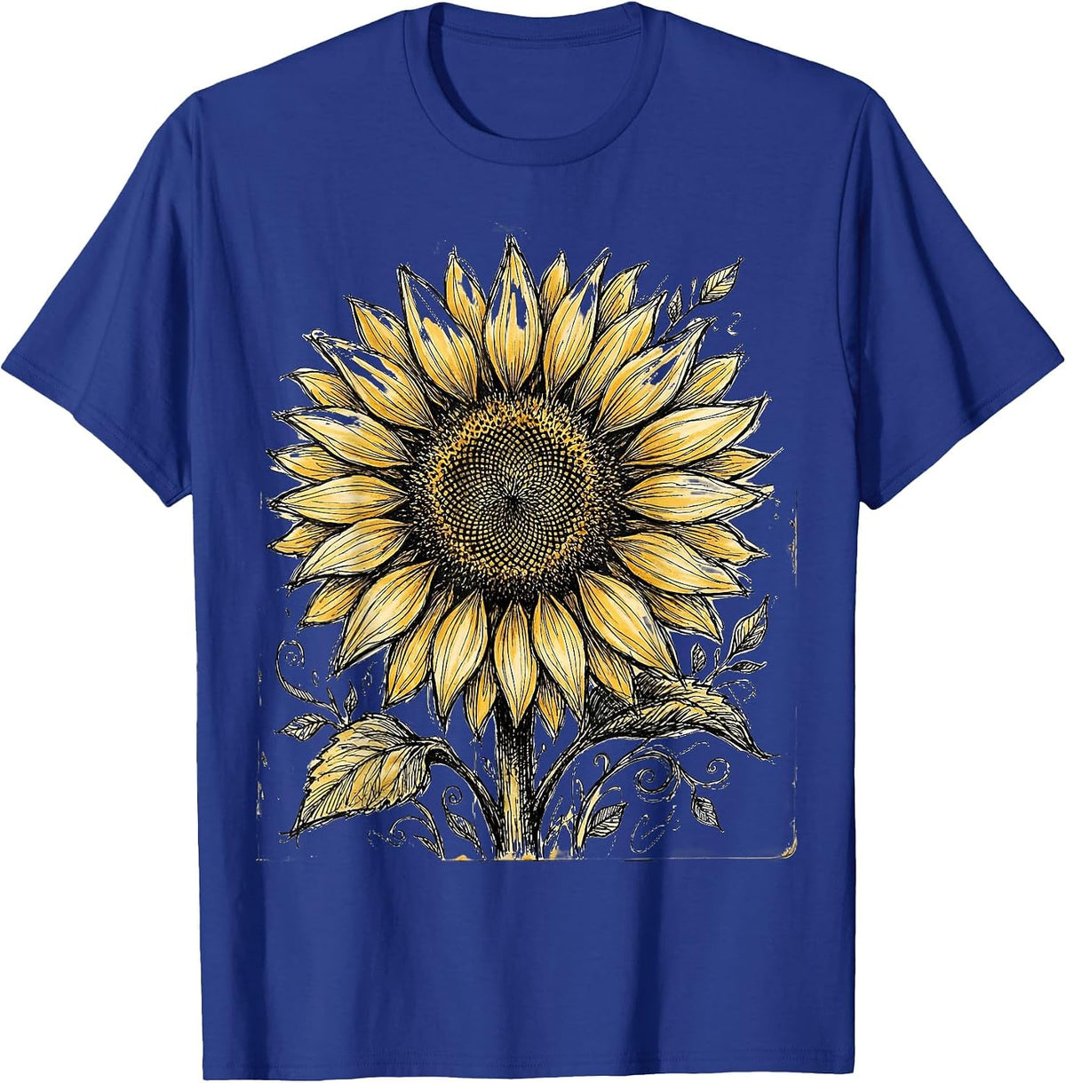 Men's Down Syndrome Awareness Blooming Sunflower Design T-Shirt - Royal Blue