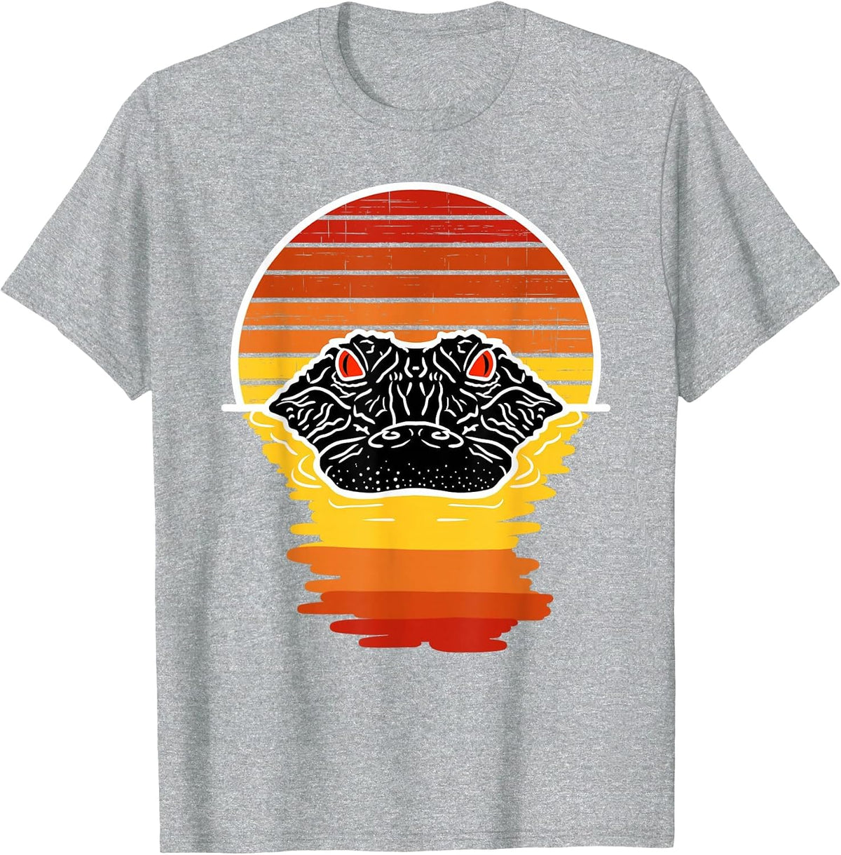 American Alligator with a Retro Sunset T-Shirt - Heather Grey