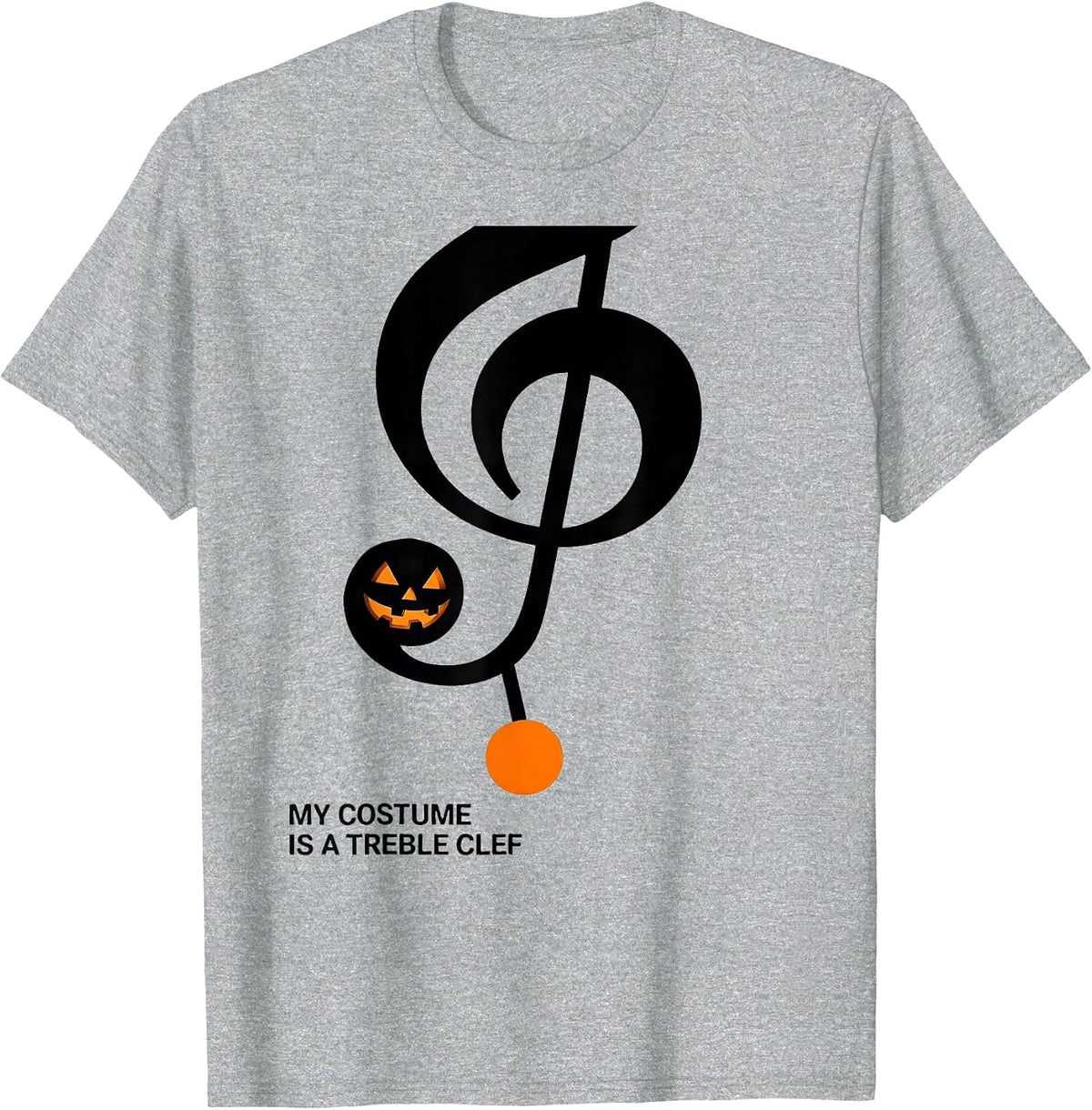 Men's My Costume Is A Treble Clef Funny Music Teacher Halloween T-Shirt - Heather Grey
