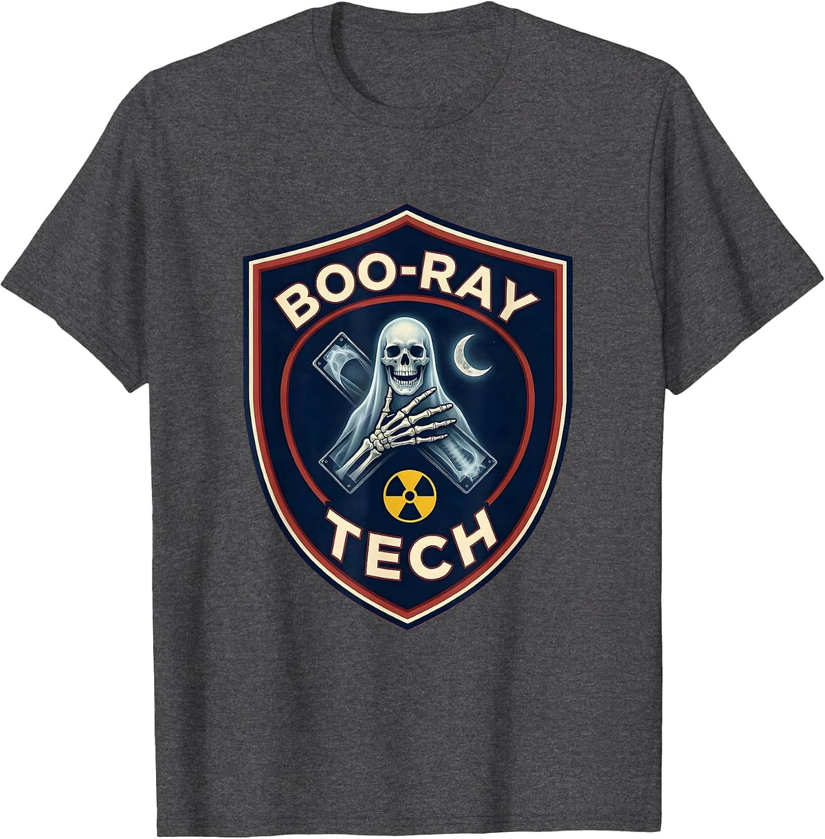 Men's Boo-Ray Tech Halloween Radiology Tech Humor X-Ray Ghost T-Shirt - Dark Heather Grey