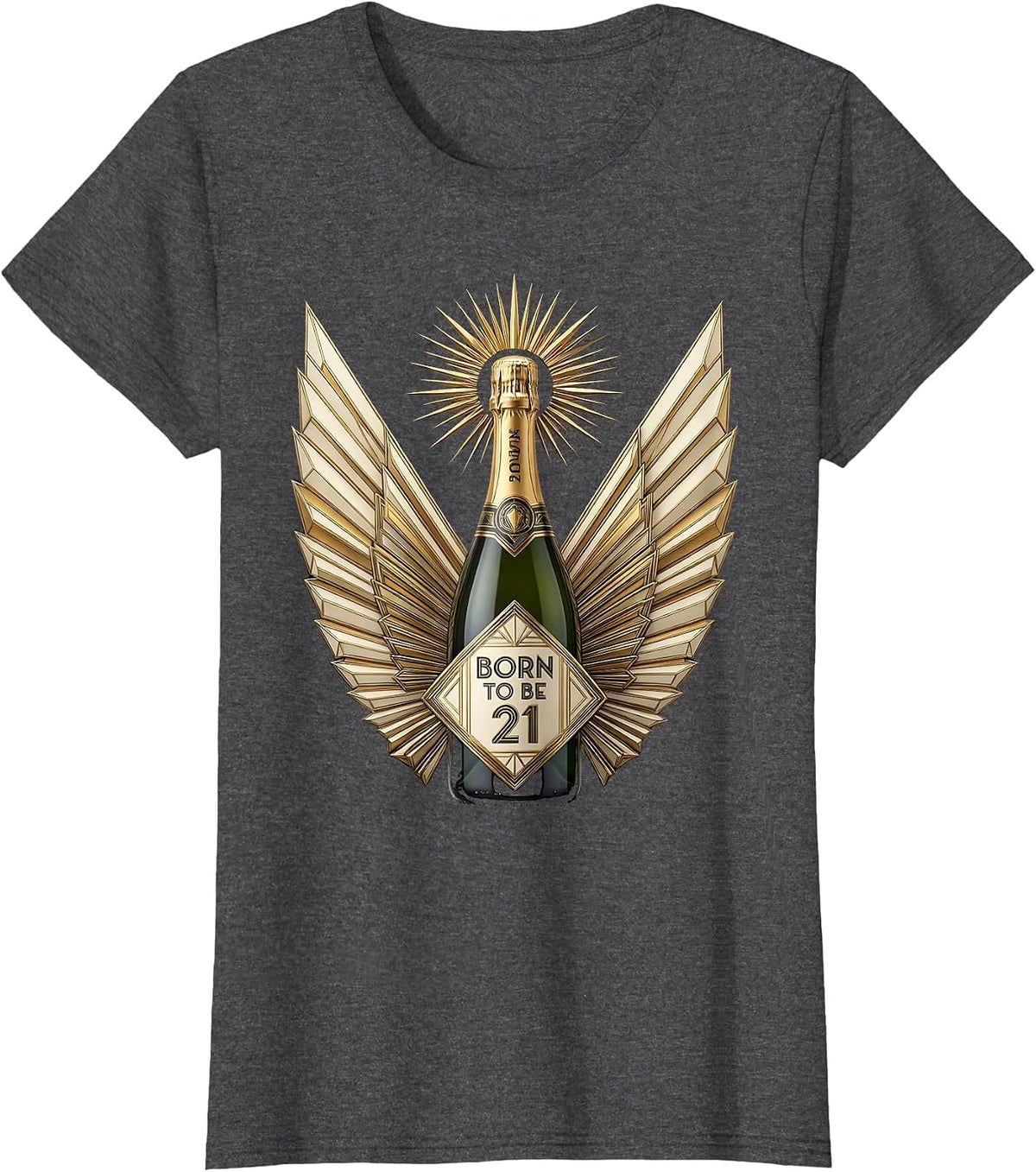 Women's Born to Be 21 Fun 21st Birthday Design T-Shirt - Dark Heather Grey