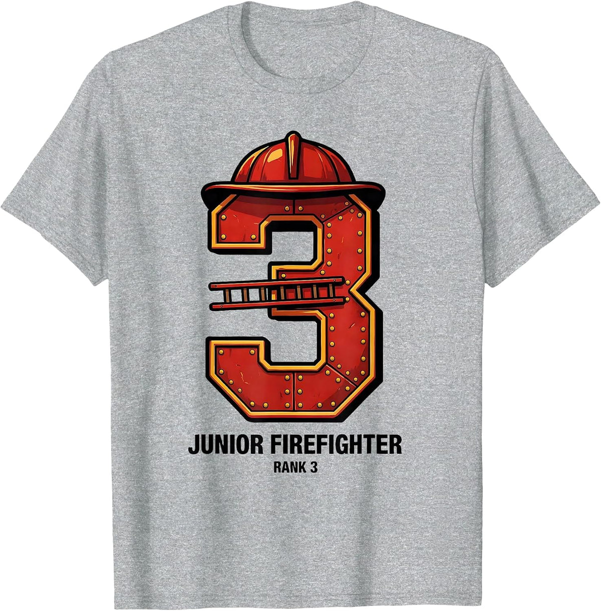 Men's Junior Firefighter Rank 3 Cute Toddler Fire Truck Birthday T-Shirt - Heather Grey