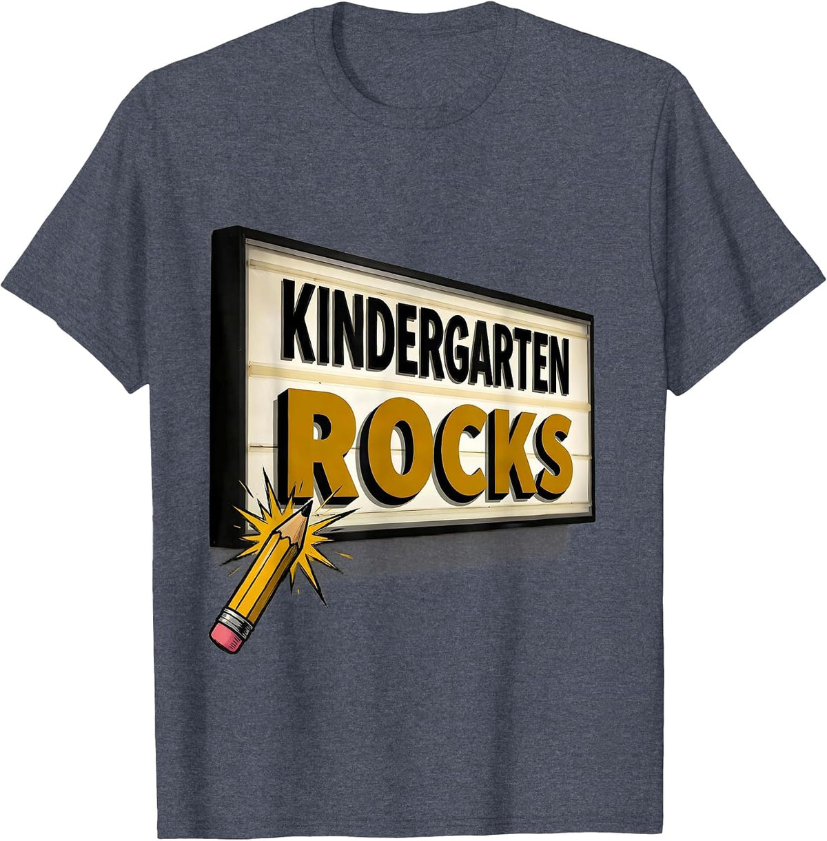 Kindergarten Rocks Playful Pre-K Teacher Kids Back to School T-Shirt - Heather Blue