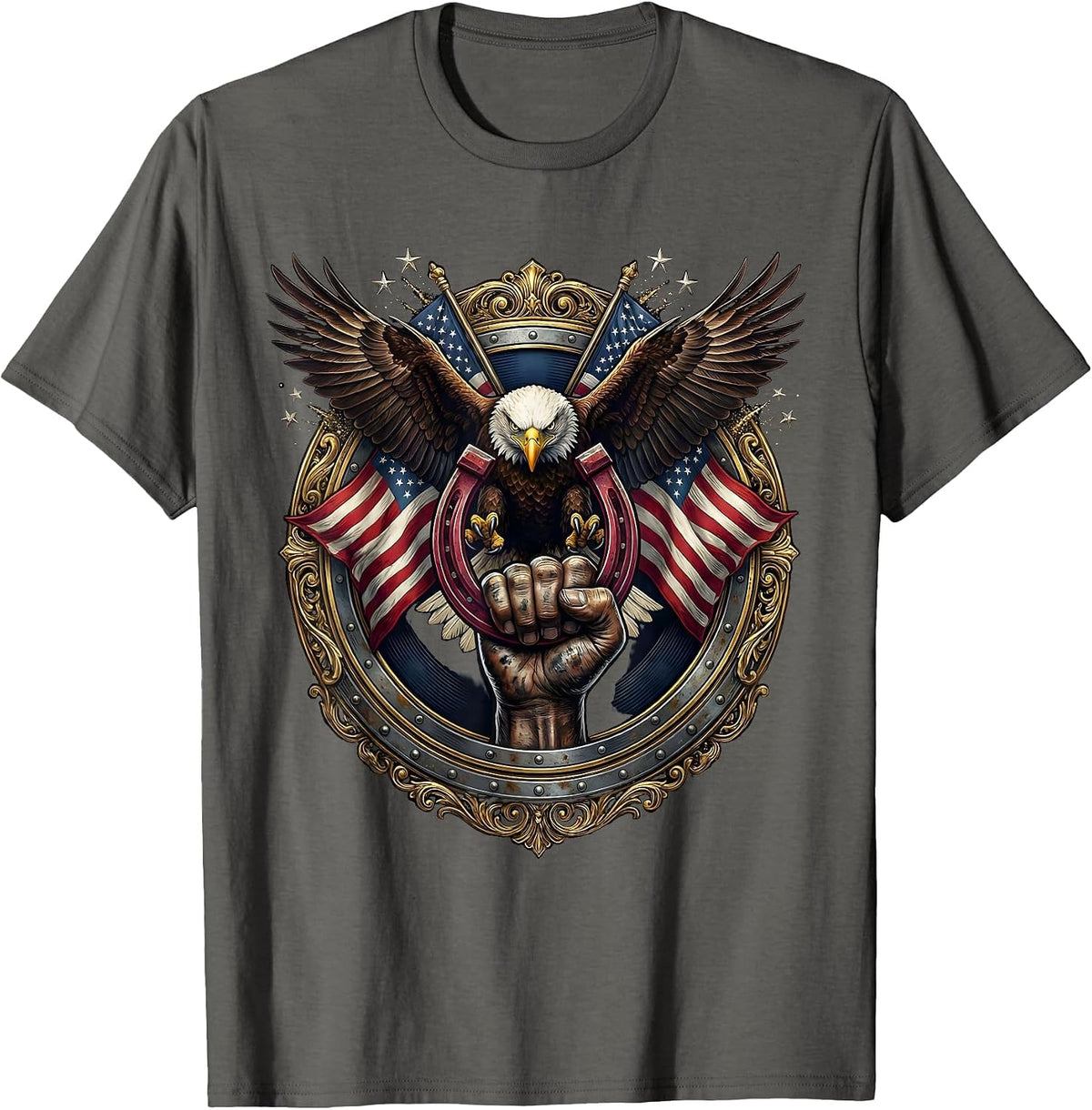Valley Forge Automotive Mechanic Horseshoe Graphic T-Shirt - Asphalt Grey