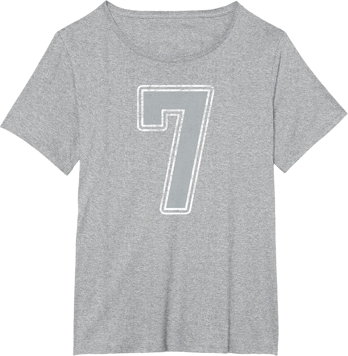 Silver White Number 7 Jersey Player Uniform #7 T-Shirt - Heather Grey