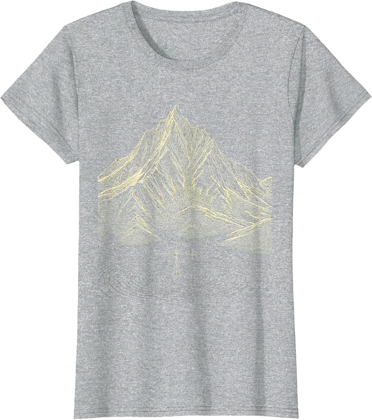 Peak Terrain Topographic Contour Map Ham Radio Operator T-Shirt - Heather Grey