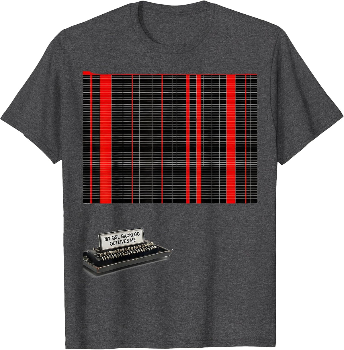 Men's My QSL Backlog Outlives Me Funny Ham Radio Operator Humor T-Shirt - Dark Heather Grey