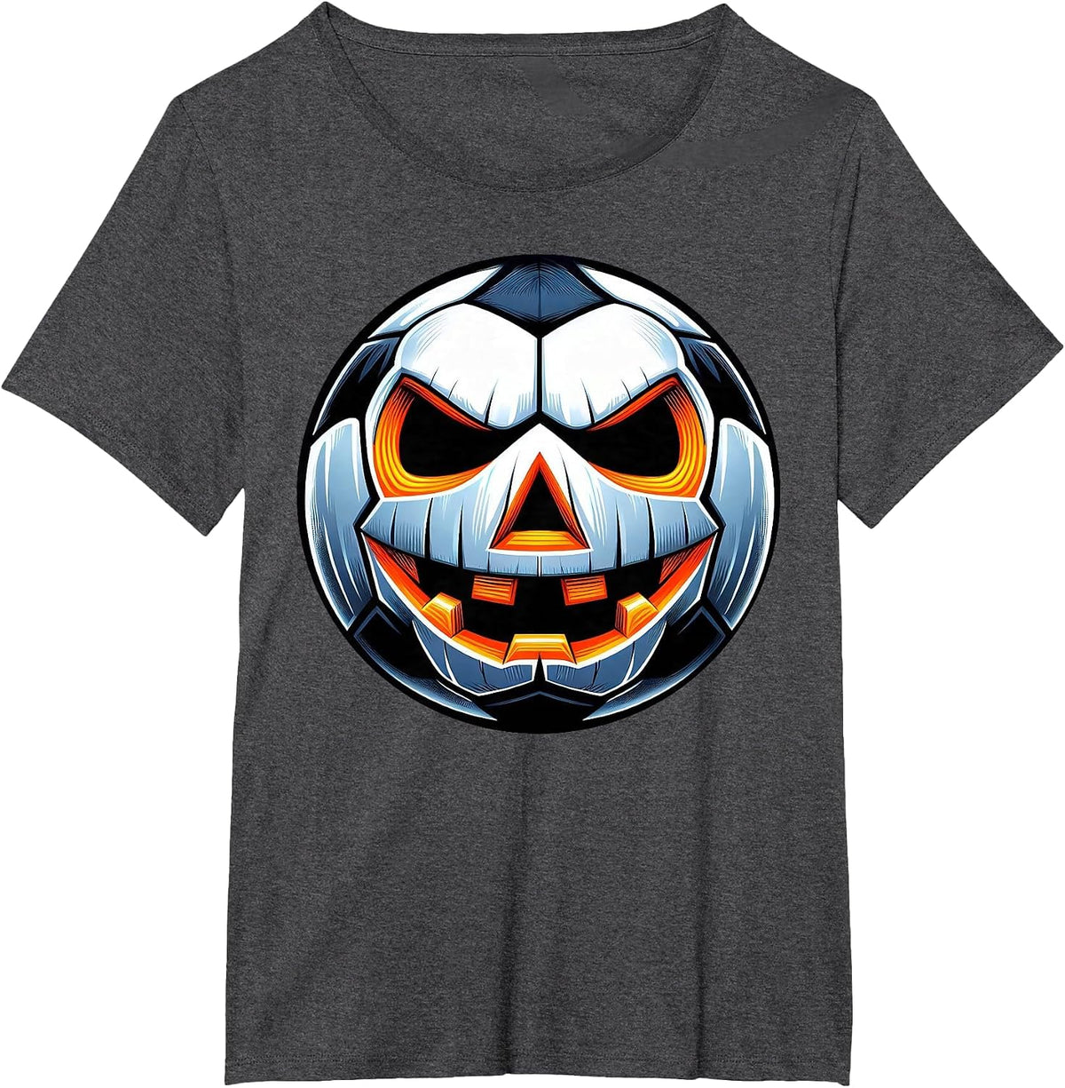 Funny Halloween Jack O Lantern Soccer Player Coach Pitcher T-Shirt - Dark Heather Grey