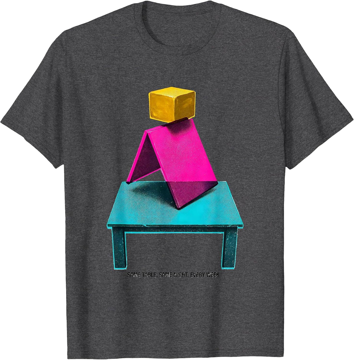 Men's Same Table Same Night Every Week Funny Billiards Pool Player T-Shirt - Dark Heather Grey