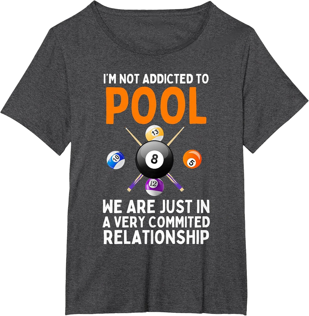 Cool Pool Art for Men Women Boys Billiard 8 Ball Pool Player T-Shirt - Dark Heather Grey