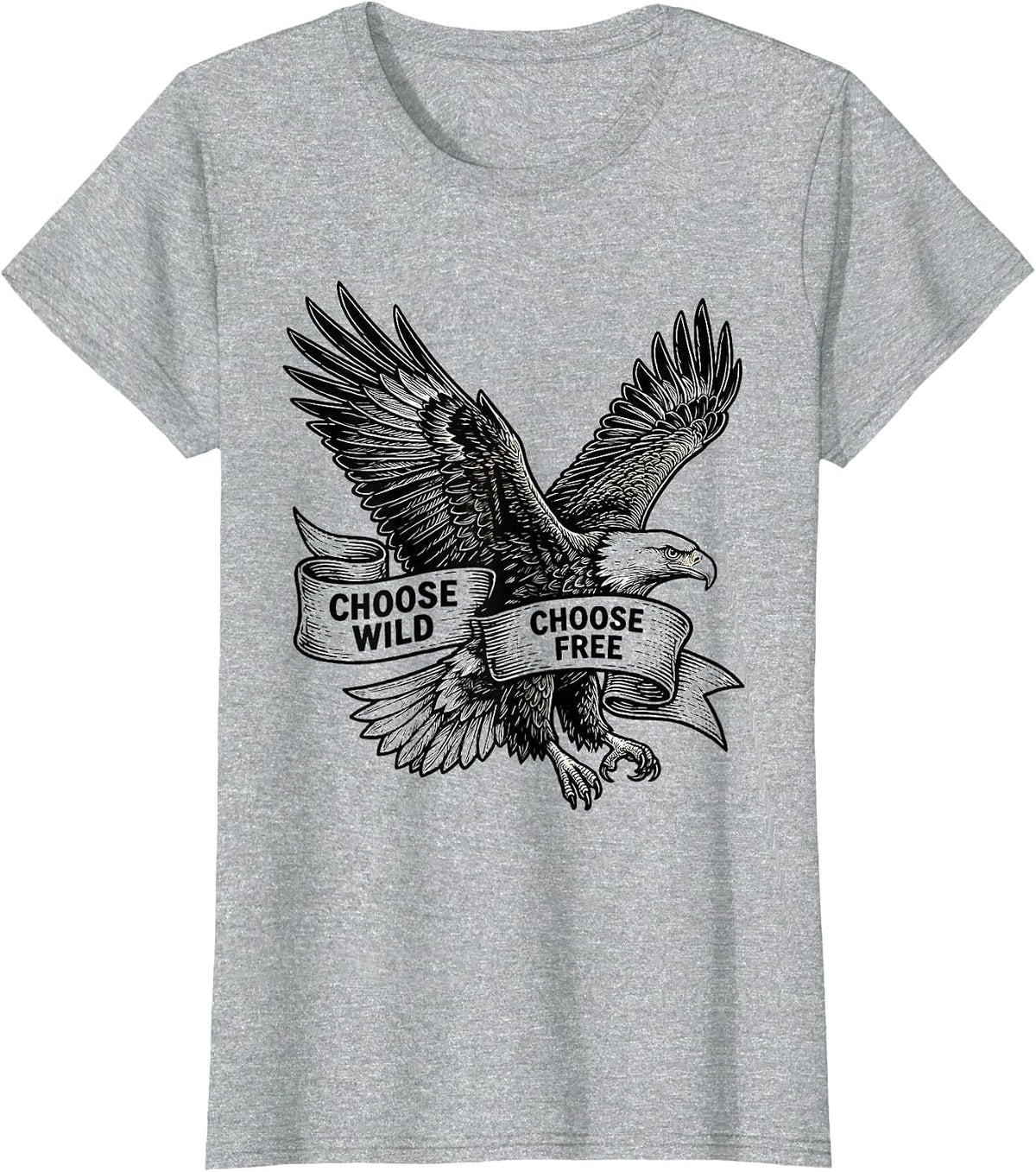 Women's Choose Wild Choose Free Live Free Design T-Shirt - Heather Grey