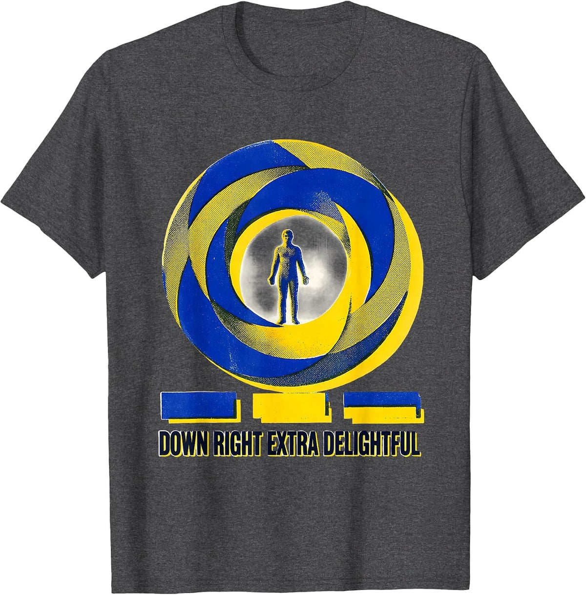 Men's Down Right Extra Delightful Risograph Down Syndrome T-Shirt - Dark Heather Grey