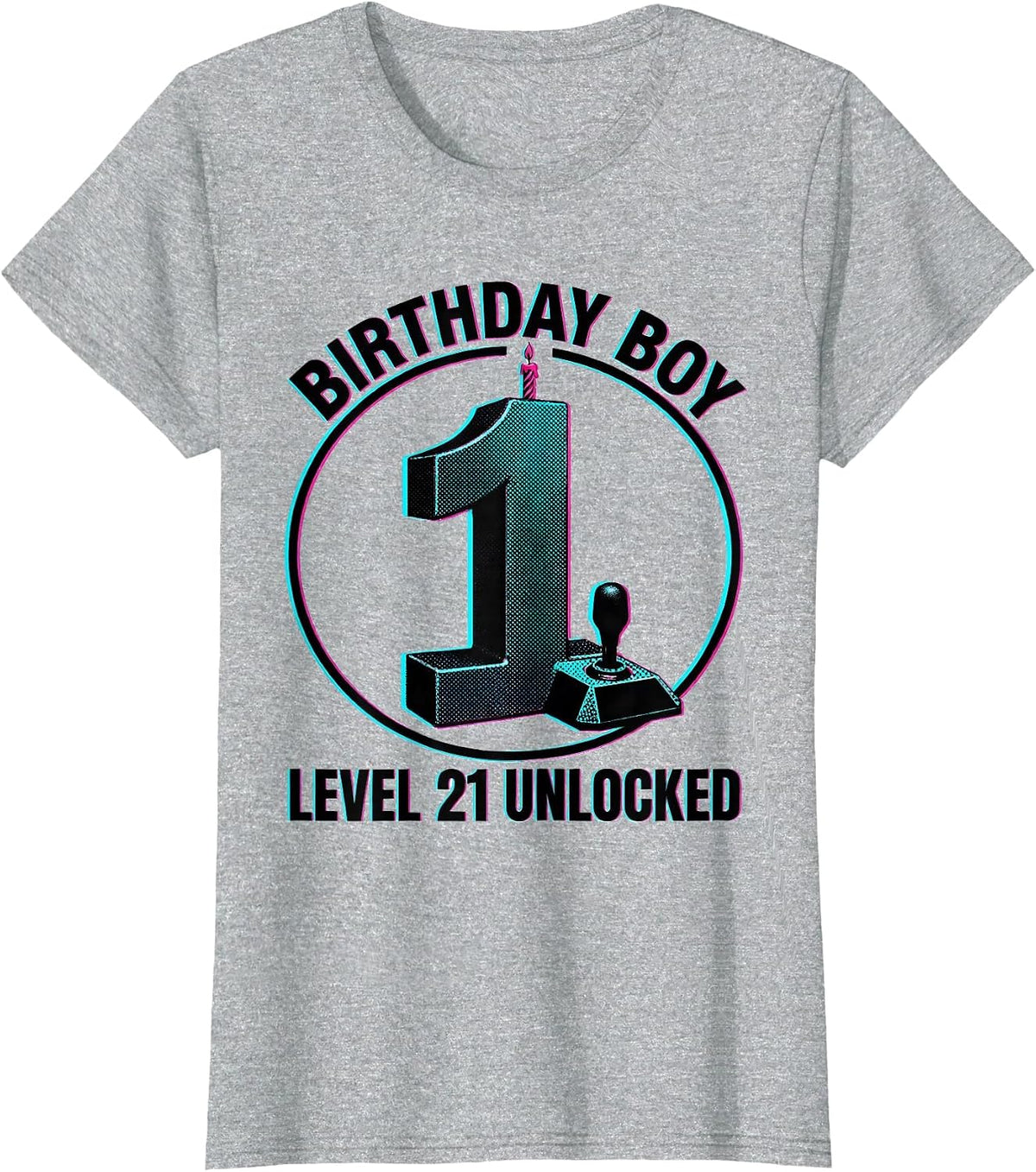 Birthday Boy Level 21 Unlocked Gamer Boy Birthday Gift T-Shirt - Heather Grey