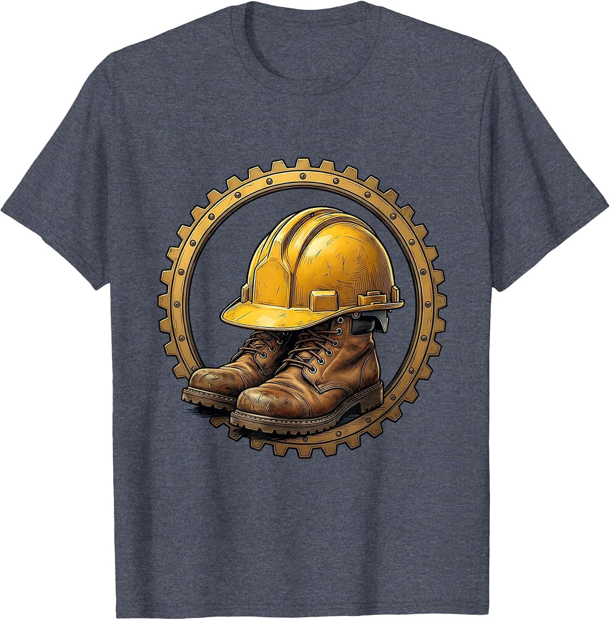 Hardhat and Work Boots Blue Collar Graphic T-Shirt - Heather Blue