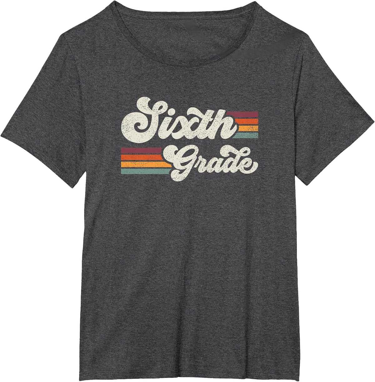 Retro Sixth Grade Teacher Back to School T-Shirt - Dark Heather Grey