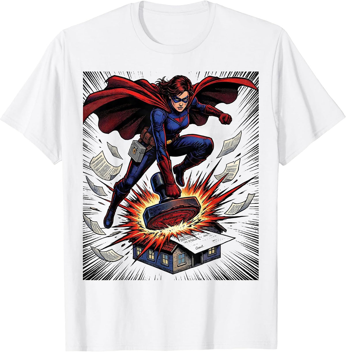 Men's Heroic Realtor Comic Book Real Estate Agent Gift T-Shirt - White
