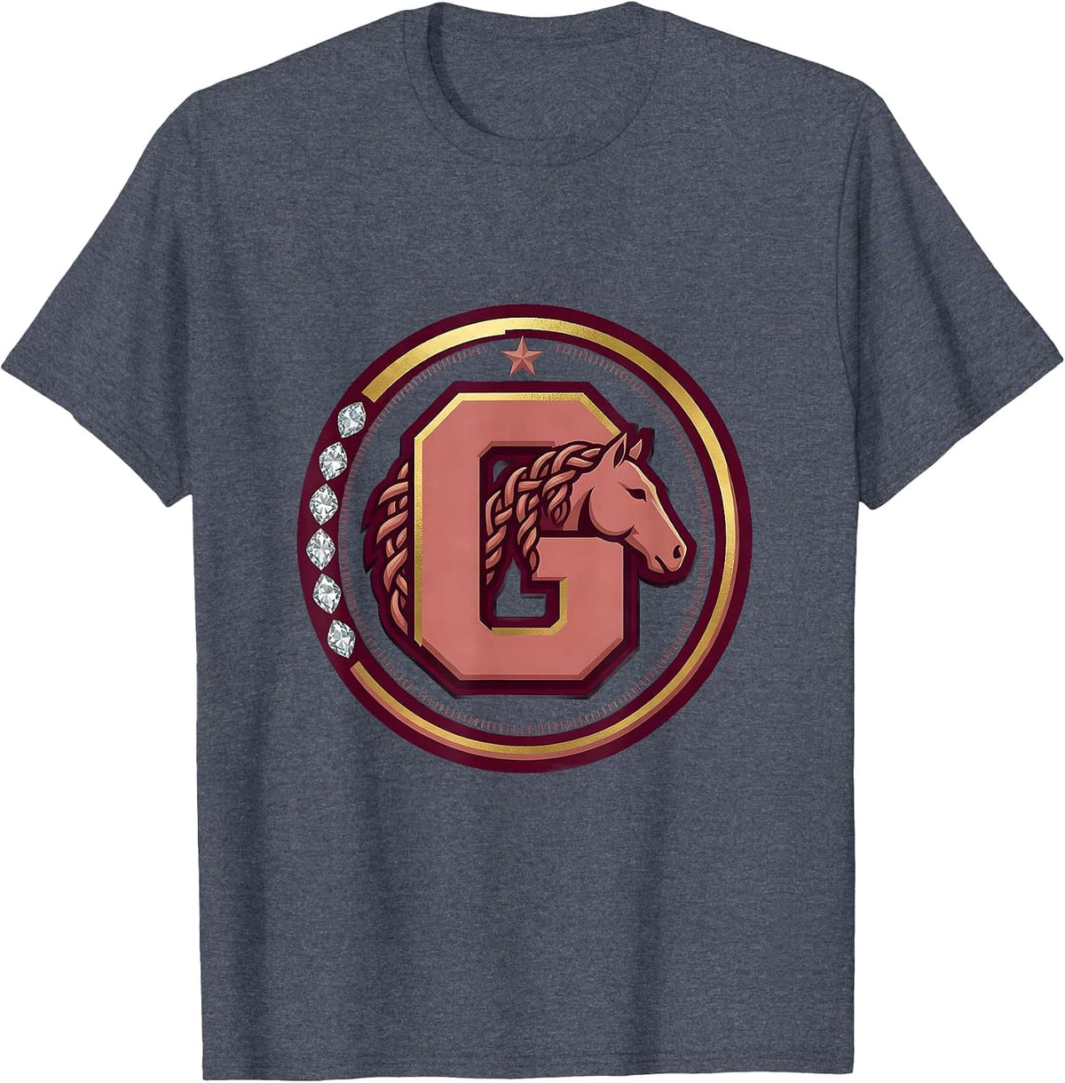 Cowgirl Braiding Horse Mane Graphic Design T-Shirt - Heather Blue