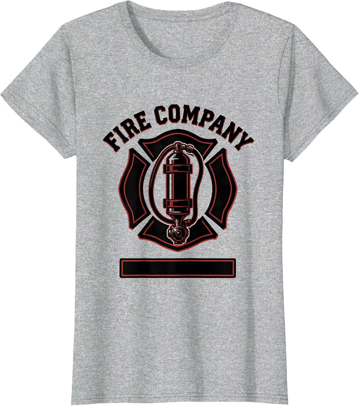 Women's Fire Company Stencil Graphic Firefighter Badge Duty Humor T-Shirt - Heather Grey