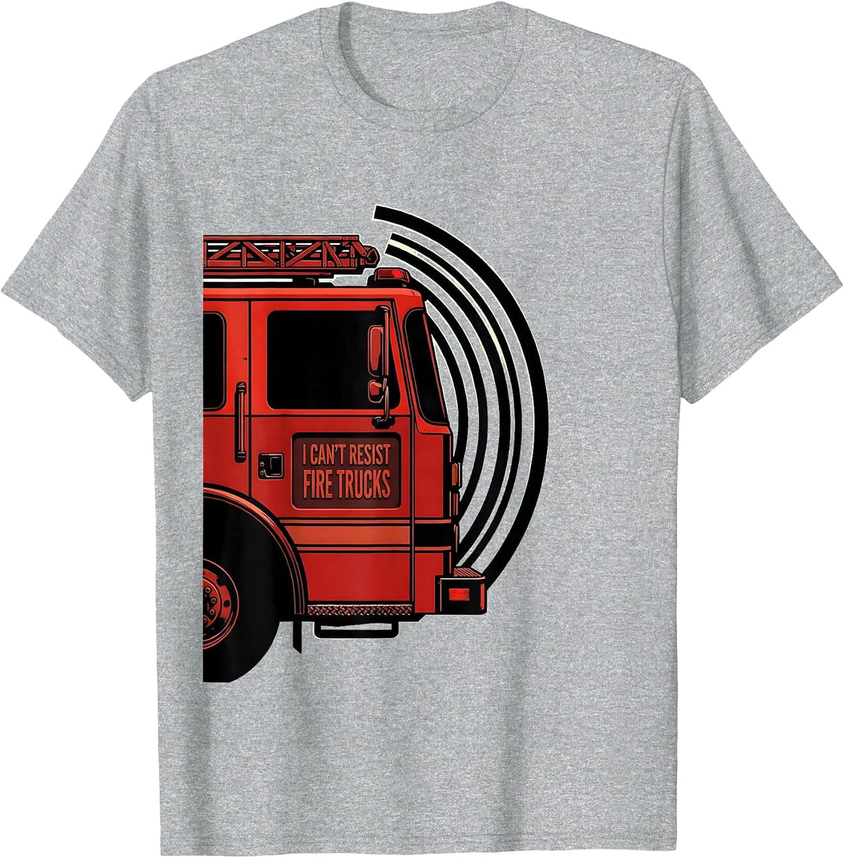 Men's I Can't Resist Fire Trucks Funny Firefighter Humor Gift T-Shirt - Heather Grey