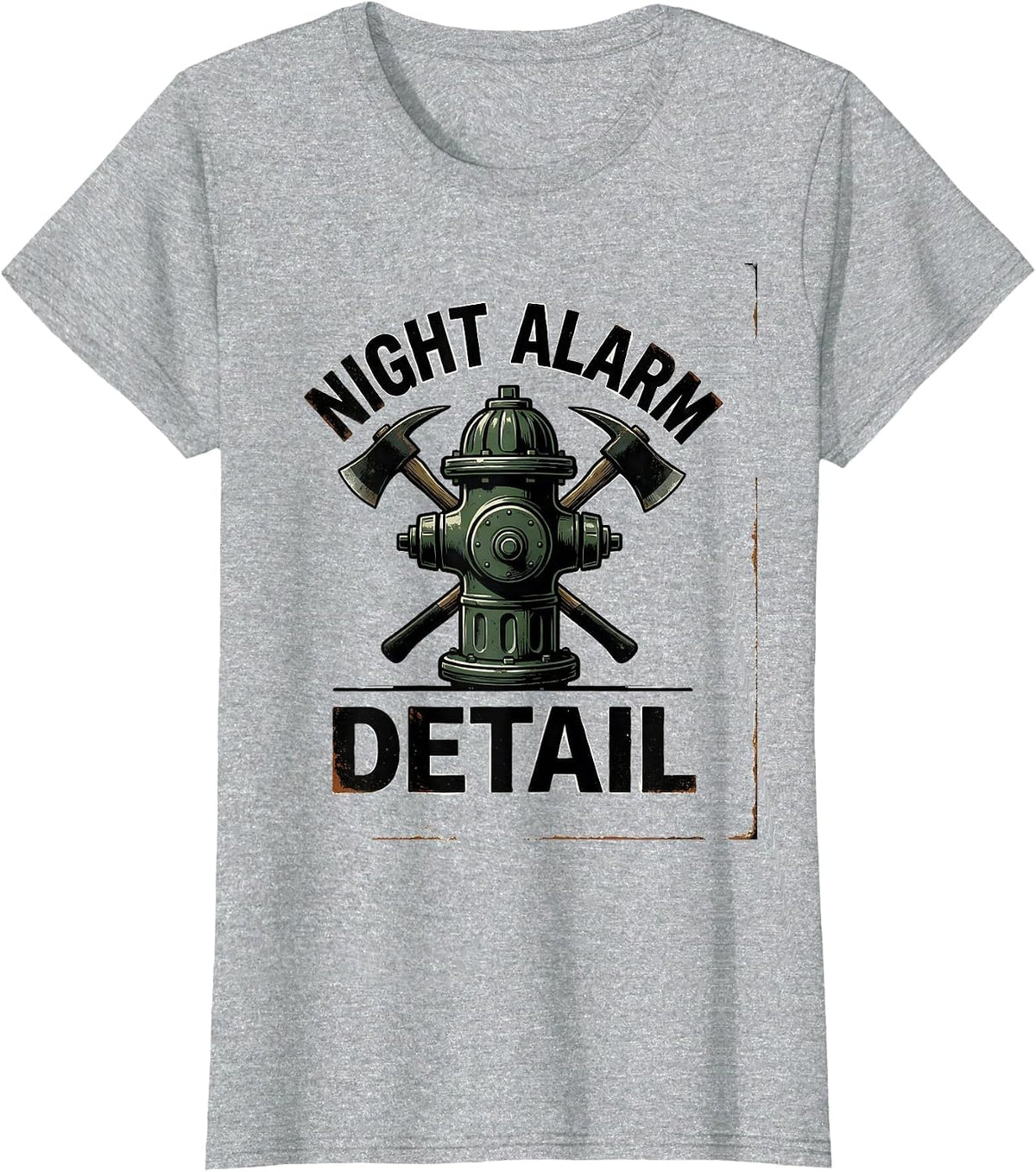 Women's Night Alarm Detail Vintage Firefighter Humor Fire Truck Gift T-Shirt - Heather Grey