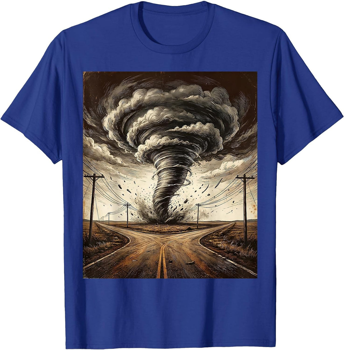Men's Tornado Crossroads Graphic Tee - Turning Point T-Shirt - Royal Blue
