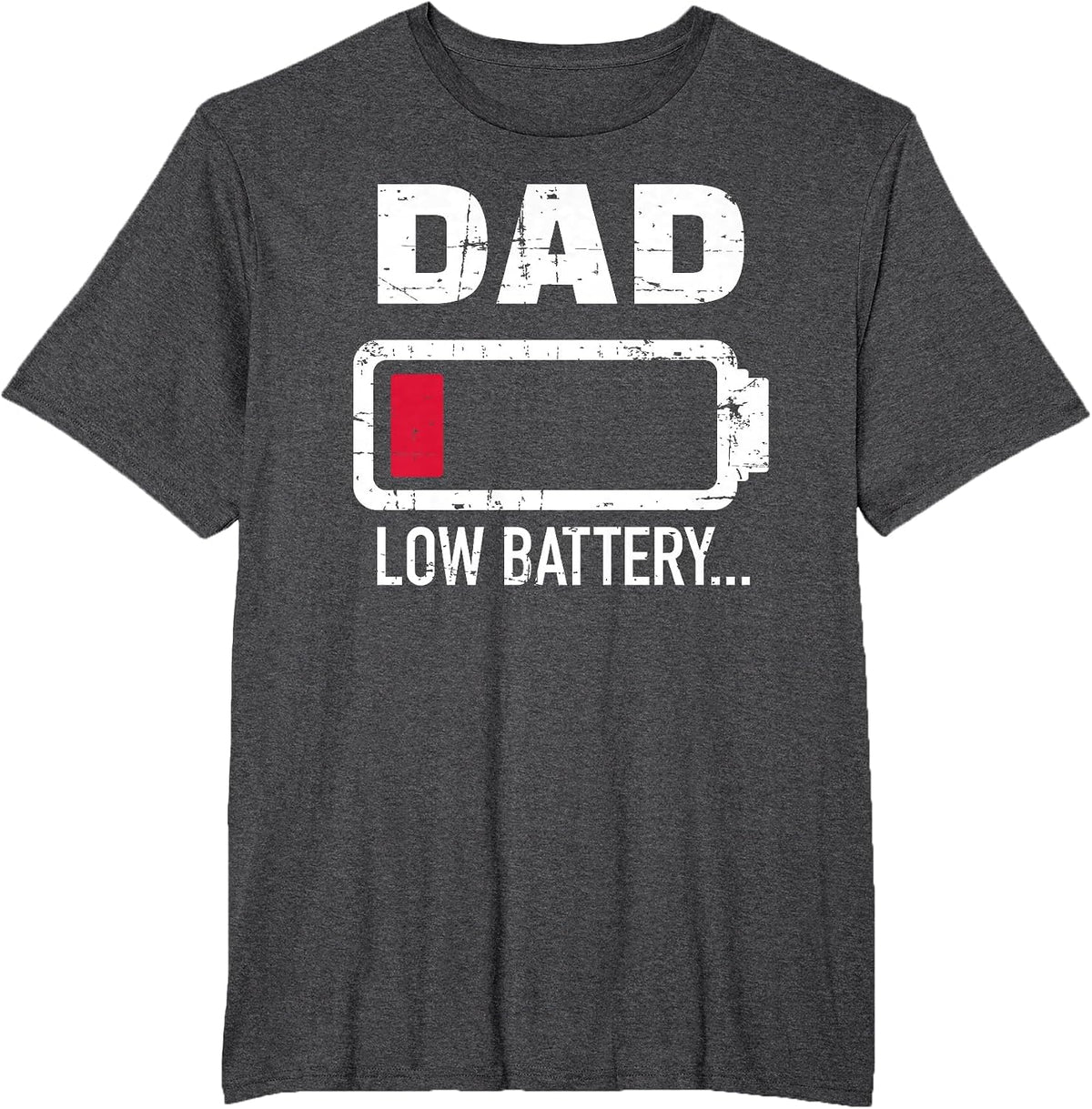 Papa Dad Low Battery T-Shirt - Dark Heather Grey