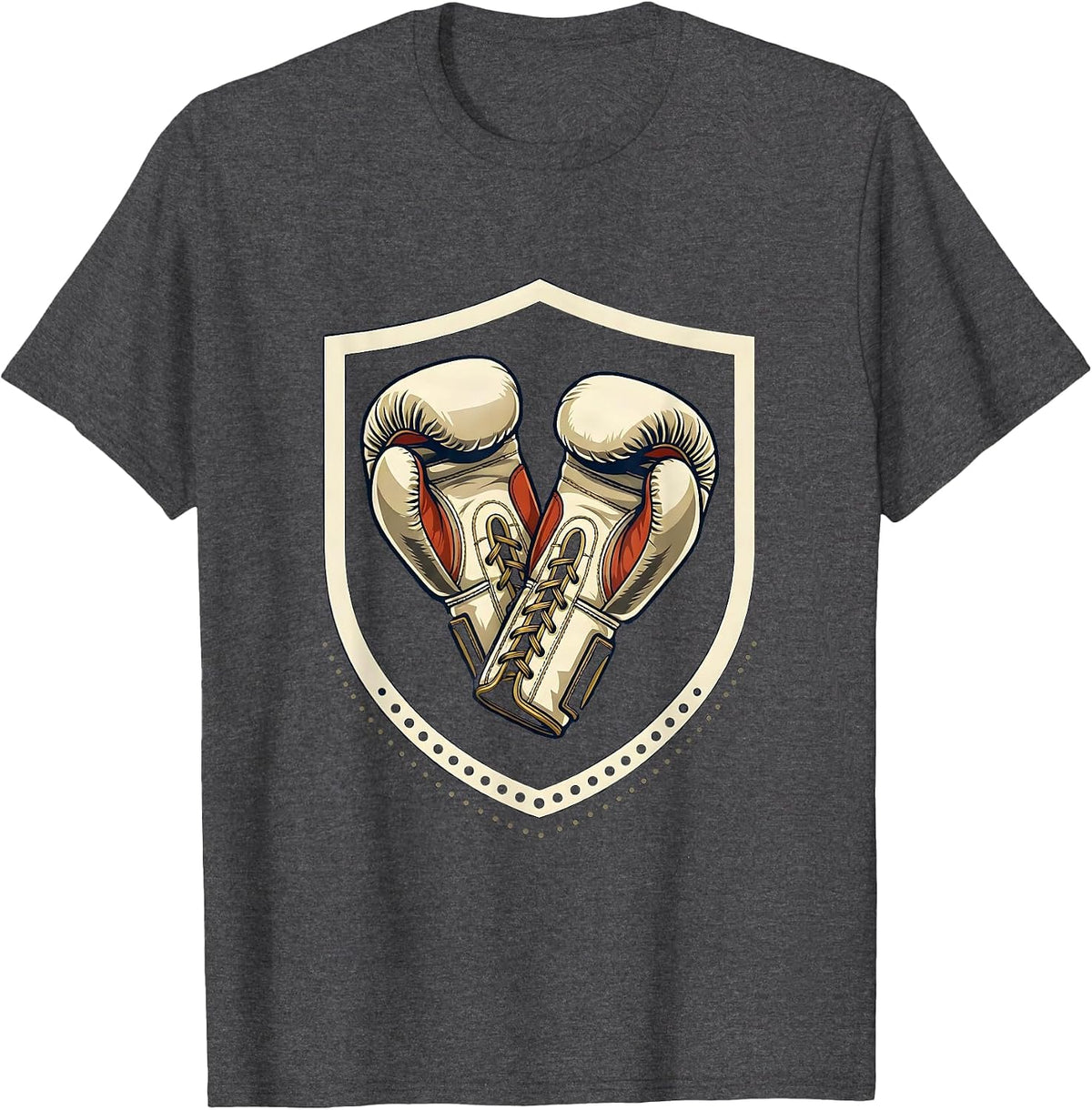 Sealed Shield Boxing Gloves Emblem Vintage Athletic T-Shirt - Dark Heather Grey