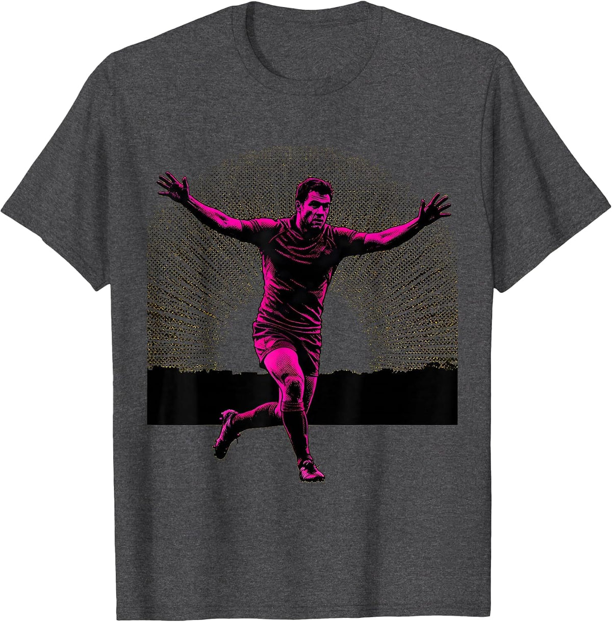 Rugby Spinning Pass Silhouette Dusk Graphic T-Shirt - Dark Heather Grey