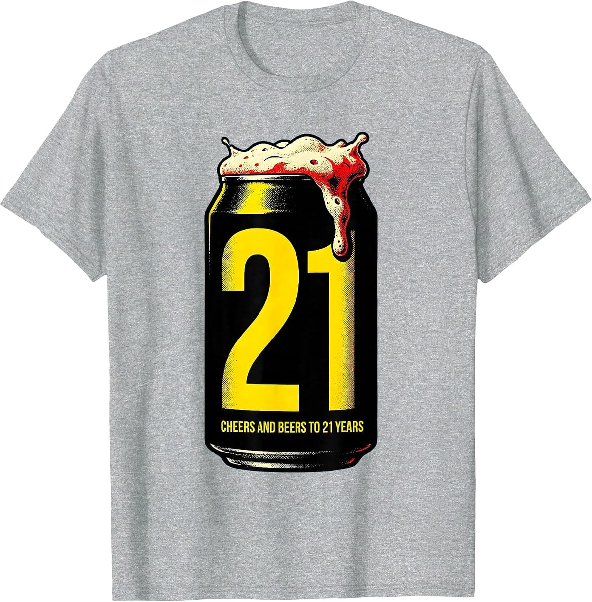 Men's Cheers And Beers To 21 Years Pop Art Birthday Party Gift T-Shirt - Heather Grey