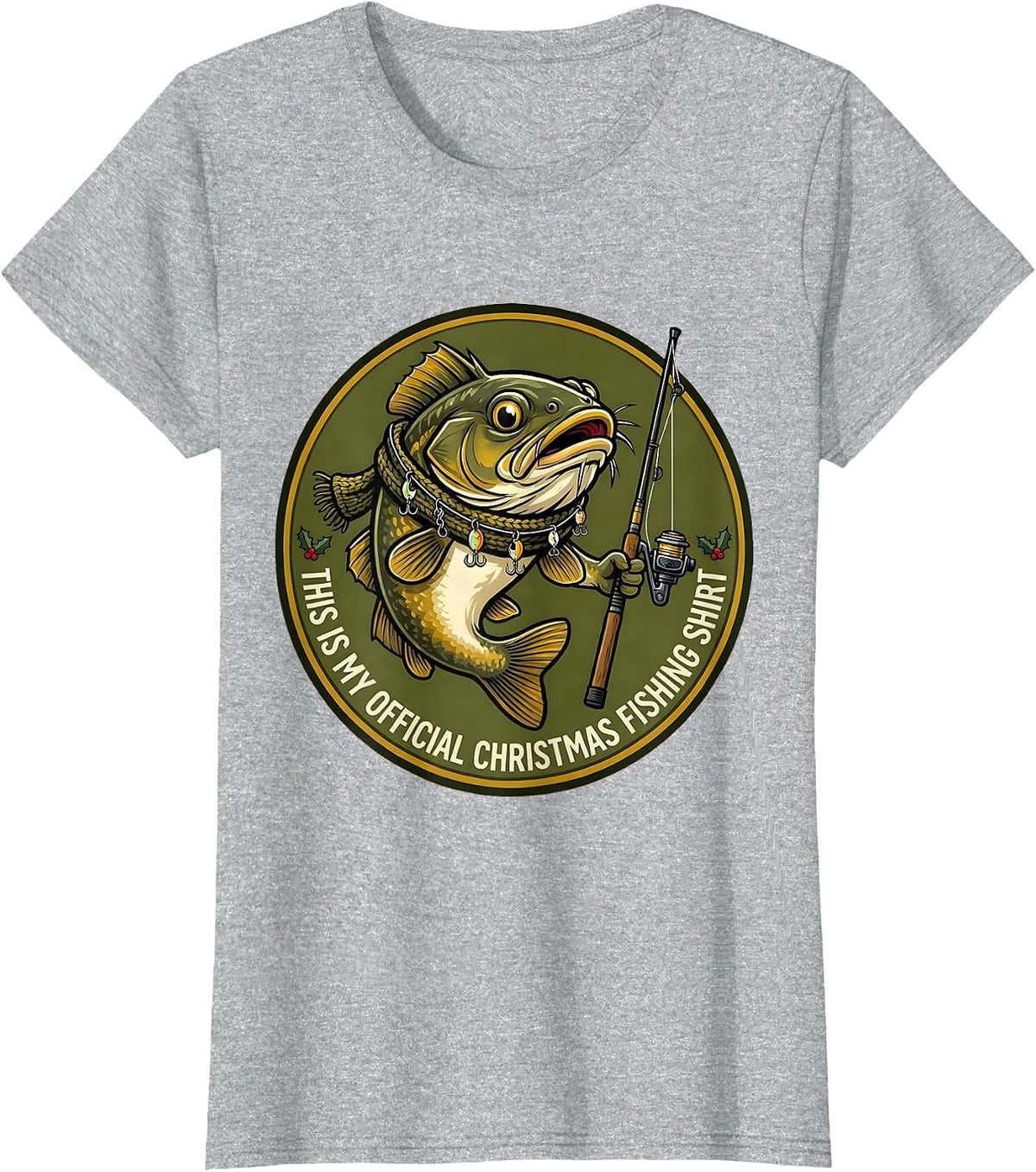 Women's This Is My Official Christmas Fishing Shirt Funny T-Shirt - Heather Grey