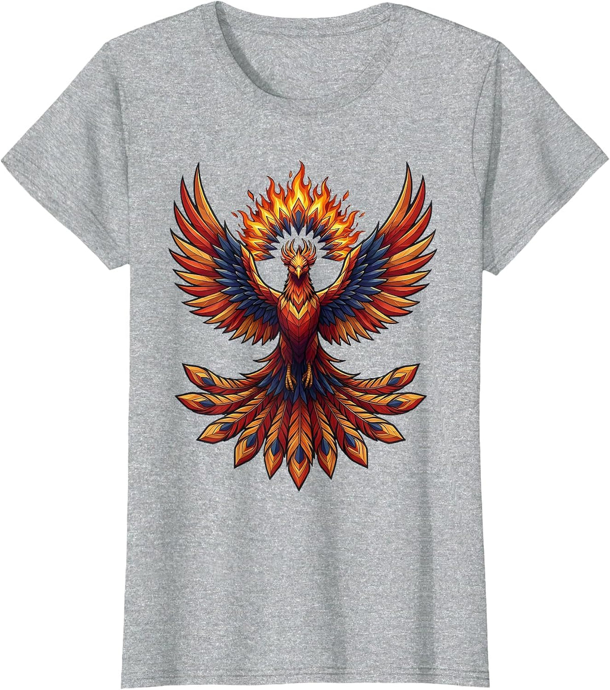 Women's Phoenix Stained Glass Mosaic Graphic T-Shirt - Heather Grey