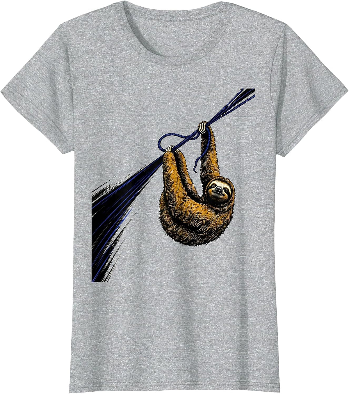 Kite String Sloth Funny Lazy Humor Novelty T-Shirt - Heather Grey