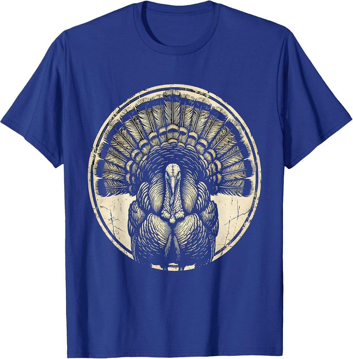 Camo Turkey Tail Feathers Fan Display Design T-Shirt - Royal Blue