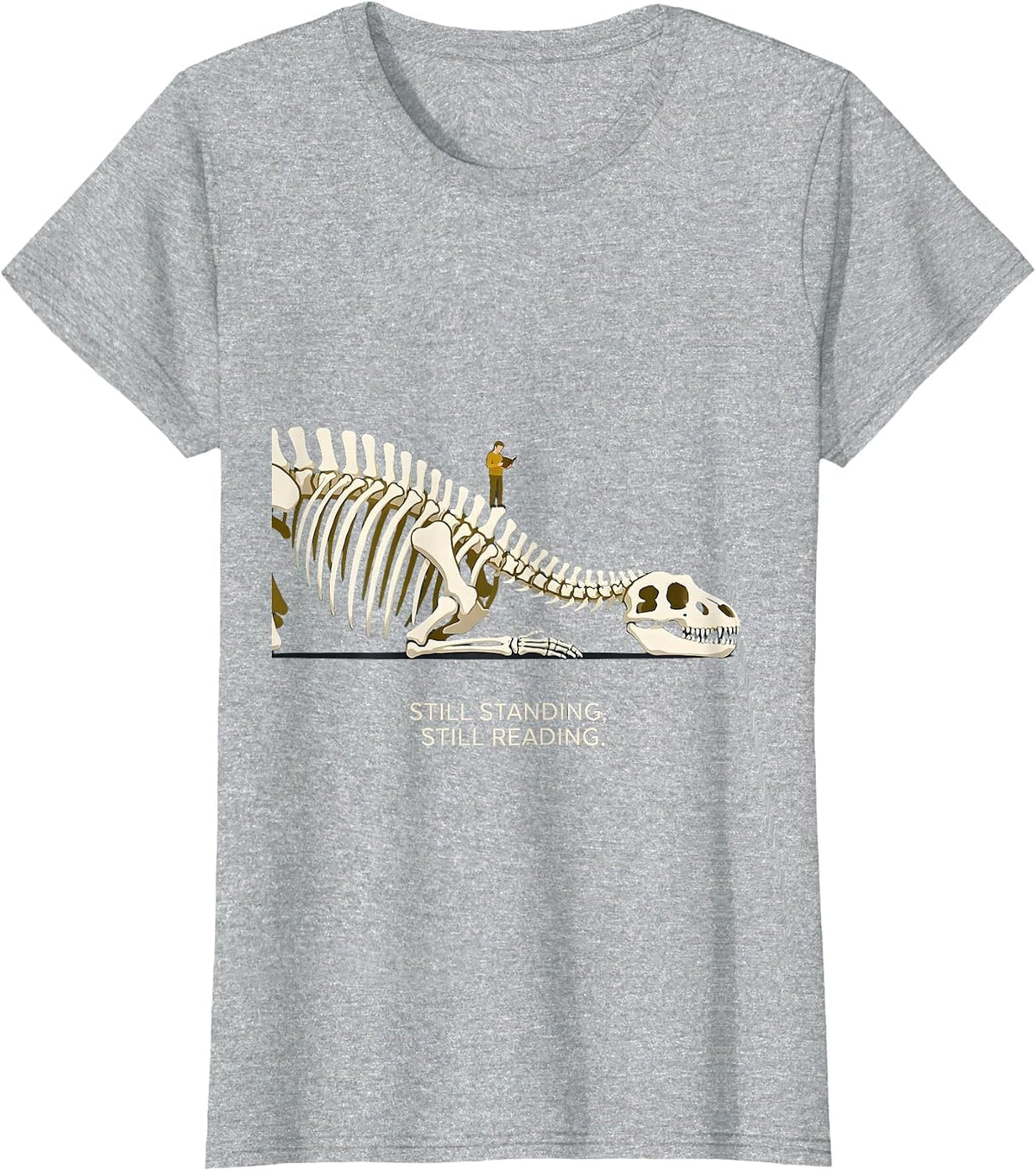 Women's Still Standing Still Reading Funny Teacher Reading Humor T-Shirt - Heather Grey
