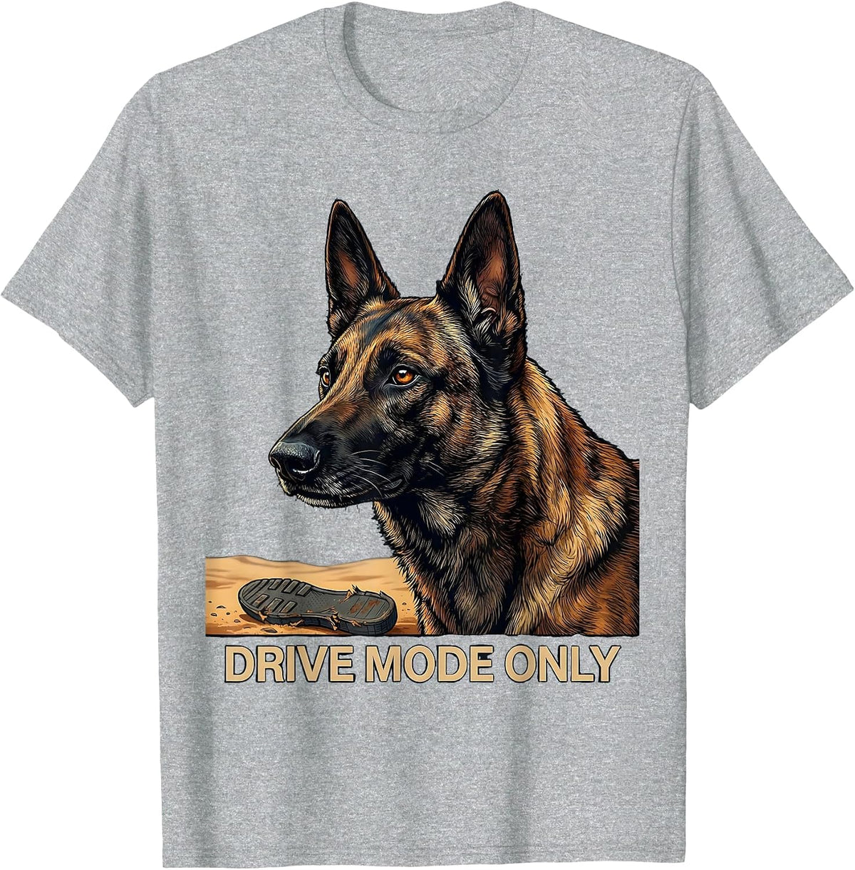Men's Drive Mode Only Funny Belgian Malinois Dog Owner Humor T-Shirt - Heather Grey