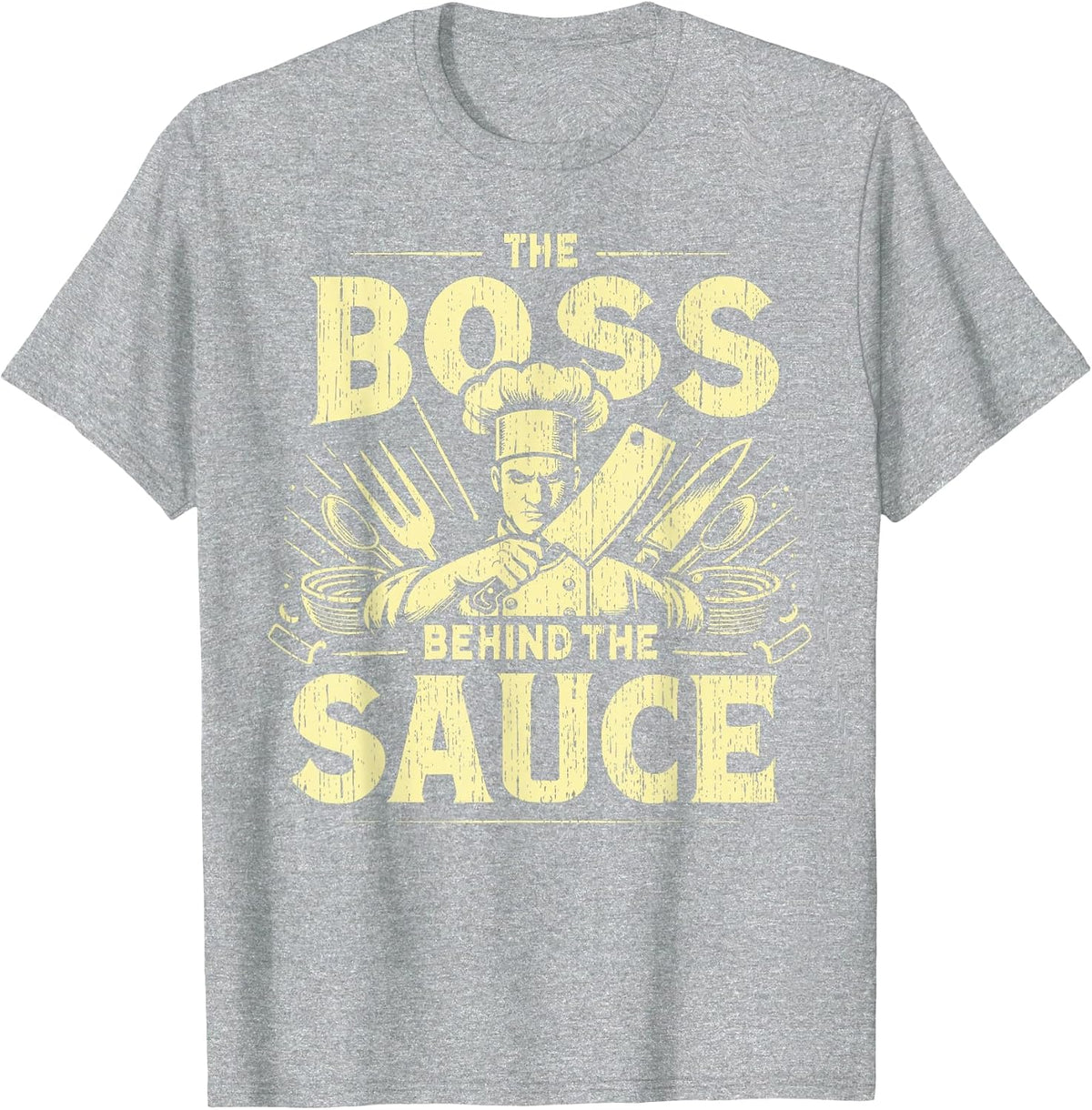 The Boss Behind the Sauce Chef T-Shirt - Heather Grey