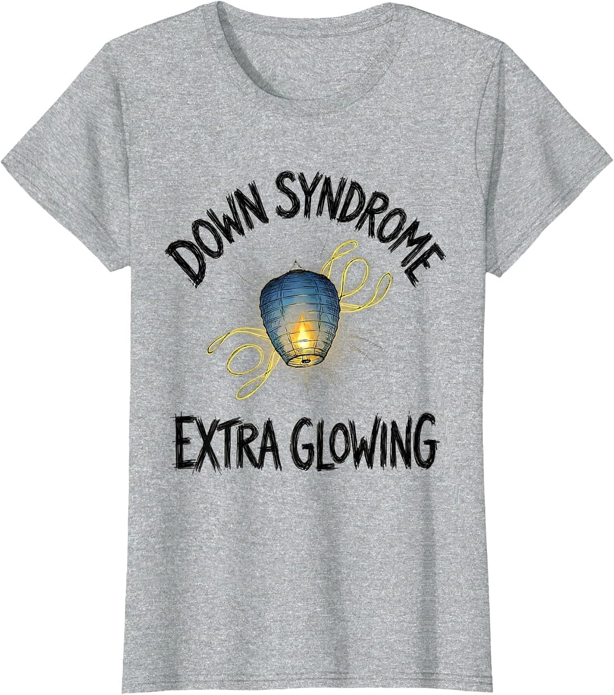 Down Syndrome Extra Glowing Hand-Sketched Awareness Support T-Shirt - Heather Grey