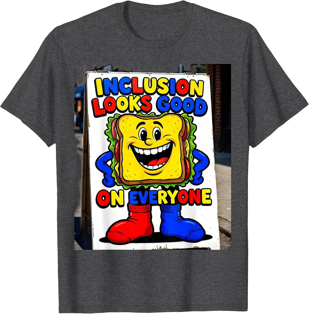 Inclusion Looks Good On Everyone Down Syndrome Awareness T-Shirt - Dark Heather Grey