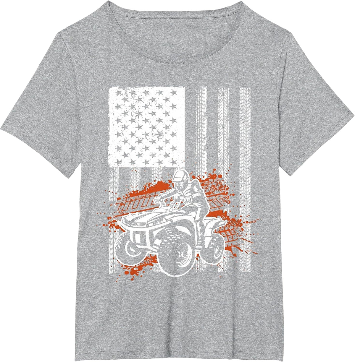 Cool ATV for Men Women Quad Racing Squad USA Flag 4 Wheeler T-Shirt - Heather Grey