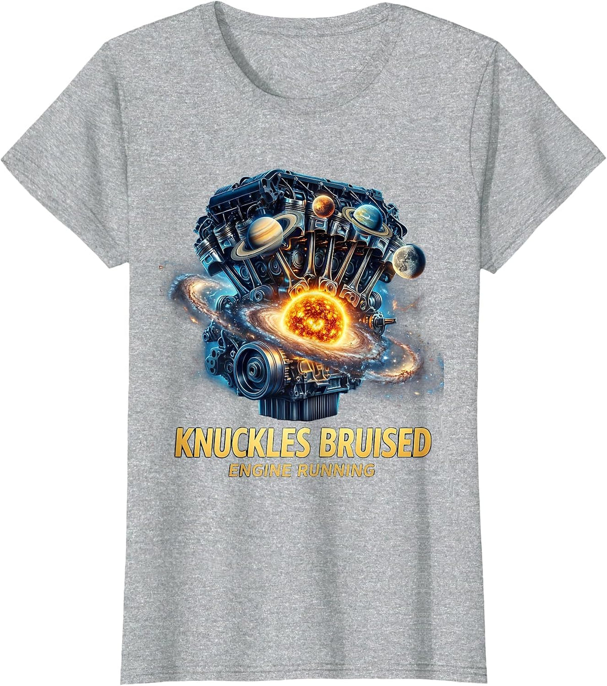 Knuckles Bruised Engine Running Mechanic Design T-Shirt - Heather Grey